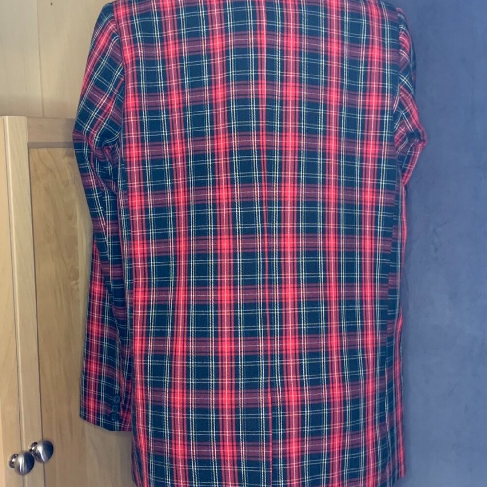 twik Red and Black Plaid Double-Breasted Blazer - Picture 2 of 3